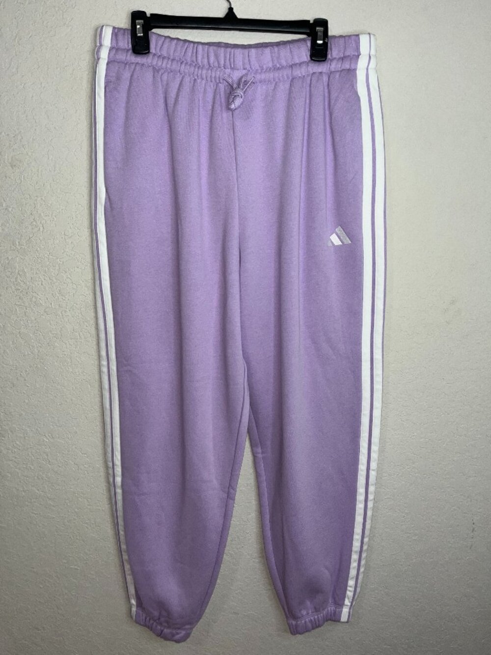 Adidas Women’s 3 Stripe Fleece Pants Powder Plum White Size XL NWT